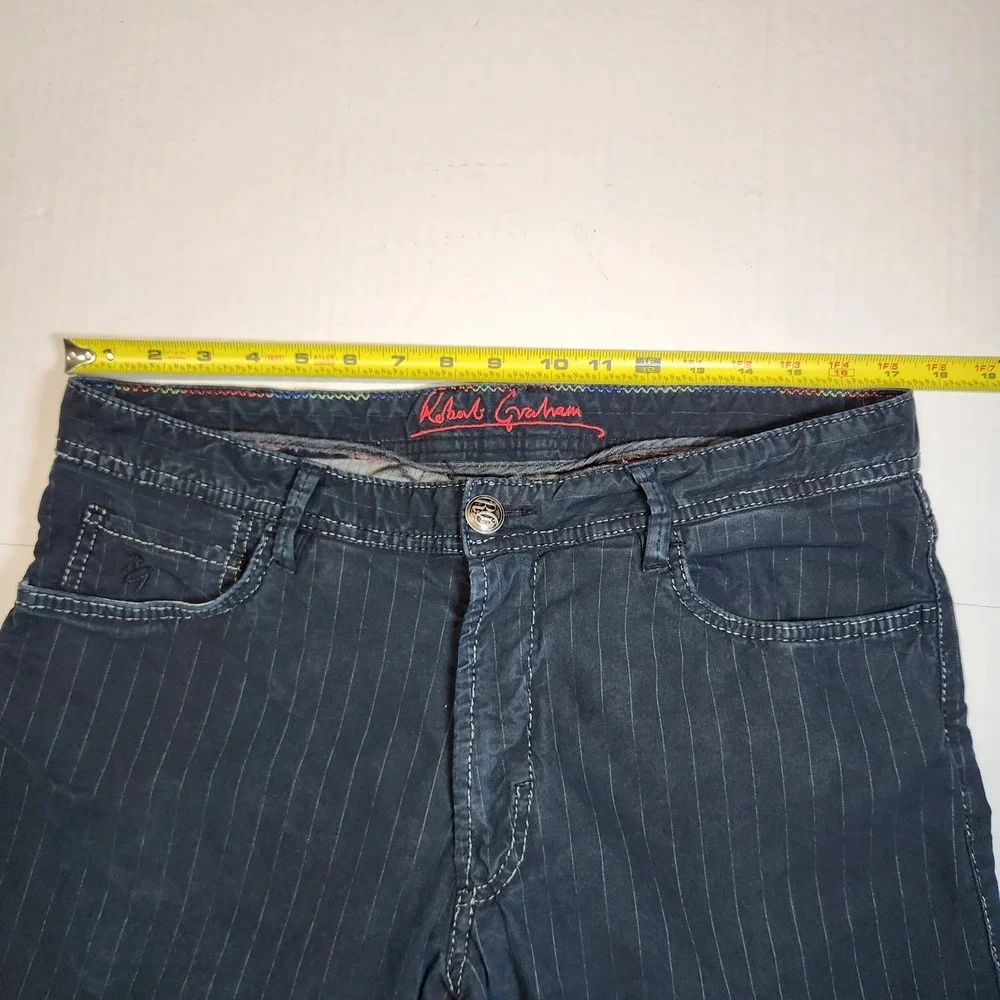 Robert Graham Jeans Mens 34x34 Black Pinstripe Straight Leg Designer Denim 34x33